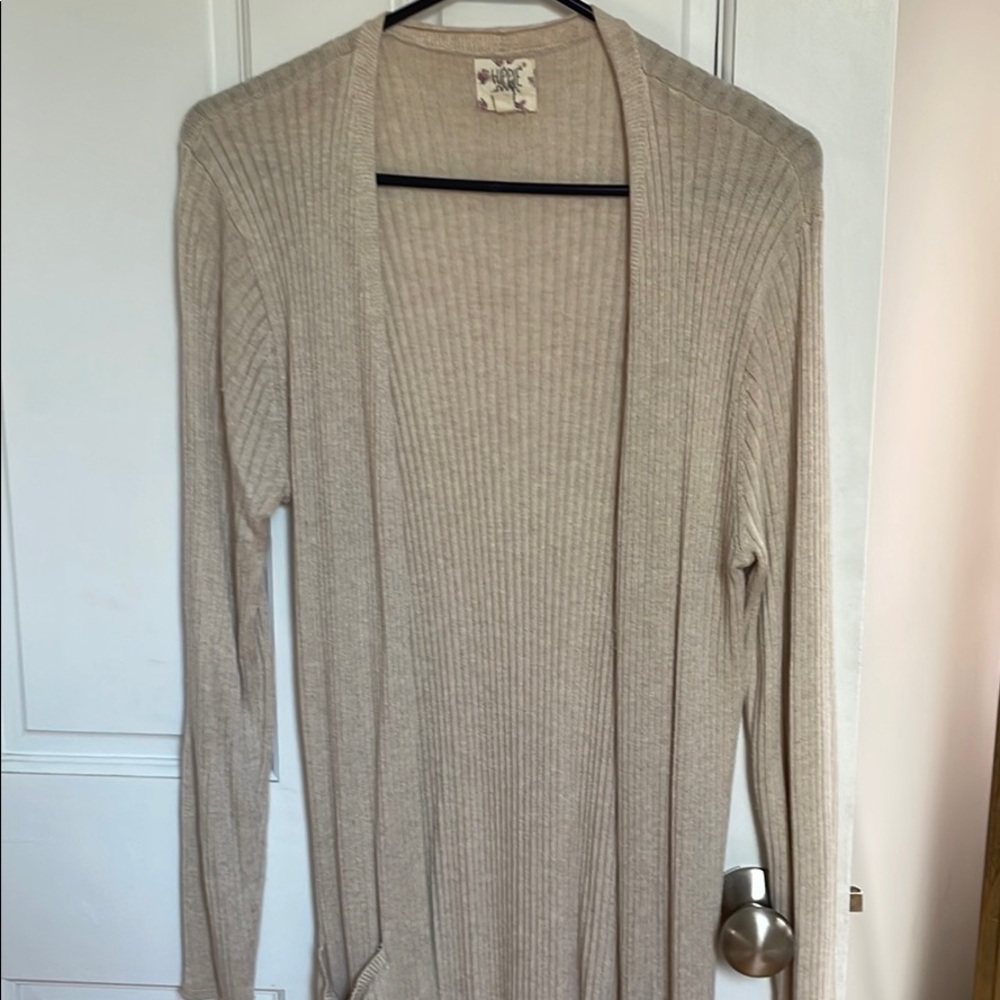 Oatmeal Ribbed Duster Cardigan